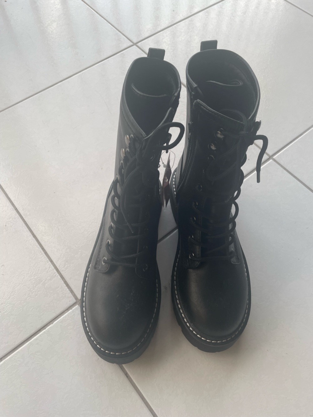 Black Lace-Up Combat Boots - Women's Stylish Ankle Boots